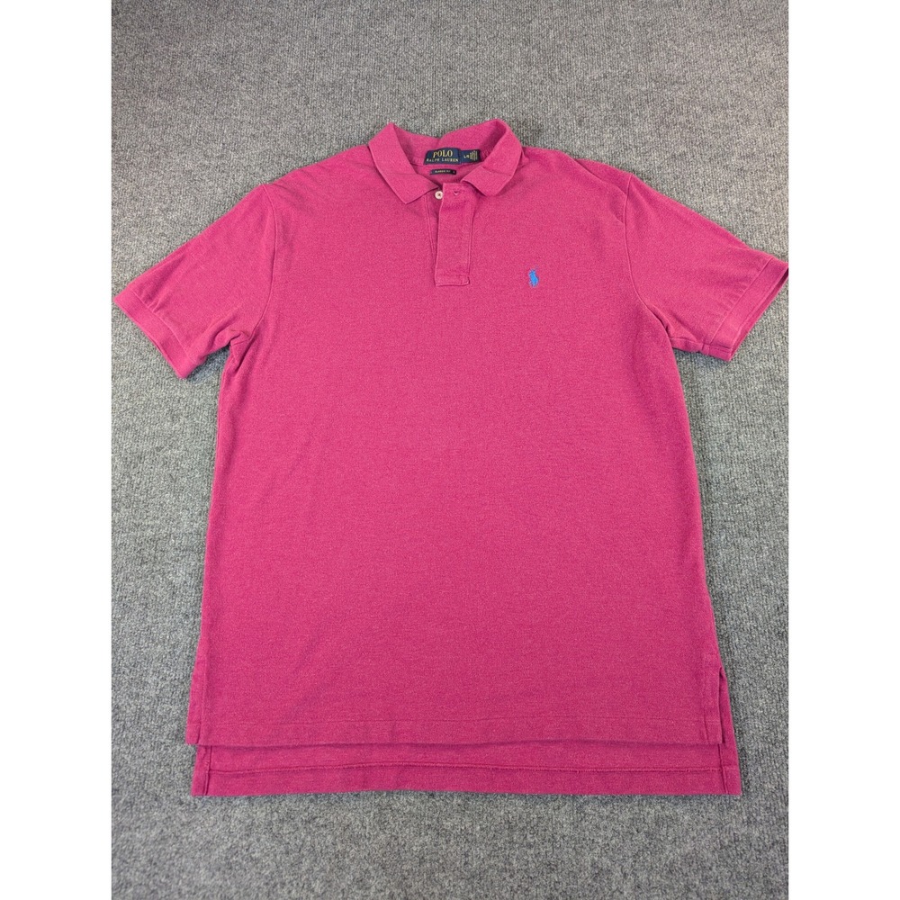 Polo Ralph Lauren Mens Classic Fit Pink Cotton Pique Short Sleeve Polo L 2382